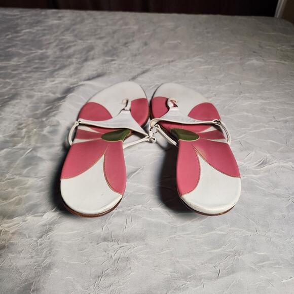 Coach Floral Thong Sandals Womens Size 8B Made In Italy Preppy Y2K Kitten Heel - Picture 4 of 6